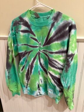 Tie-Dye Crewneck  - Green/Teal/Black